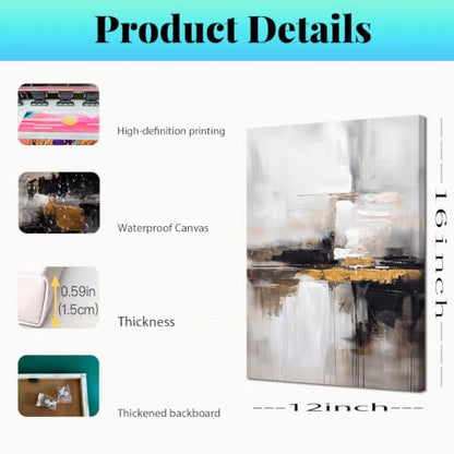 Neutral Abstract Landscape Textured Modern Wall Art for Living Room - color: abstract, size: 16L"x12W"