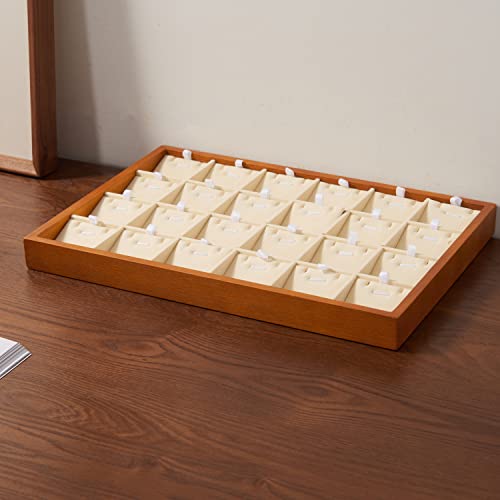 Oirlv Wooden Jewelry Tray,Jewelry Drawer Organizer,Necklace Display Tray - color: Creamy-white 24 grid necklace/pendant jewelry tray
