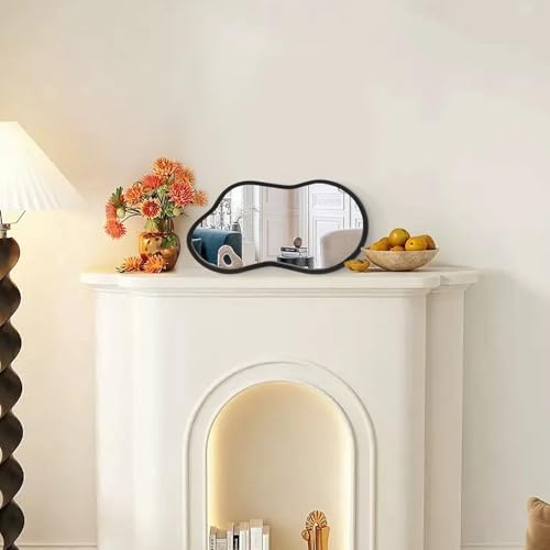 AAZZKANG Irregular Wall Mirror Black Wood Framed Small Asymmetrical - color: Black, size: 14"L x 8"W