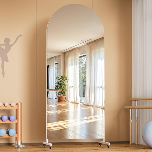 Hasipu 75" x 28" Arched Full Length Mirror on Wheels - size: 75"L x 28"W