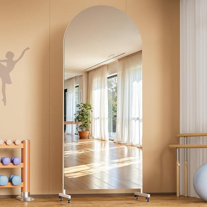 Hasipu 75" x 28" Arched Full Length Mirror on Wheels - size: 75"L x 28"W
