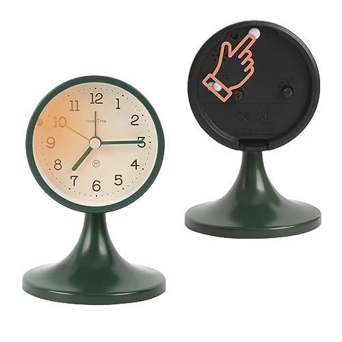 3" Round Quartz Analog Metal Alarm Clock Silent Non Ticking Desk Clock | Small Bedside Table Clock with Stand Bedroom Home Office Battery Operated (batteries not included) - color: Green