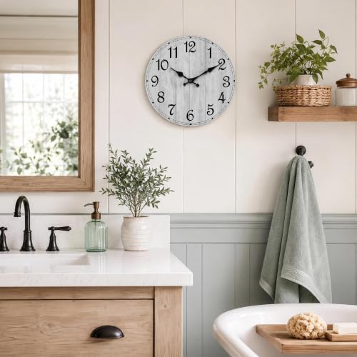 12 Inch Wall Clock, Silent Battery Operated Analog Clock, Grey - color: B-grey Retro, size: 12"