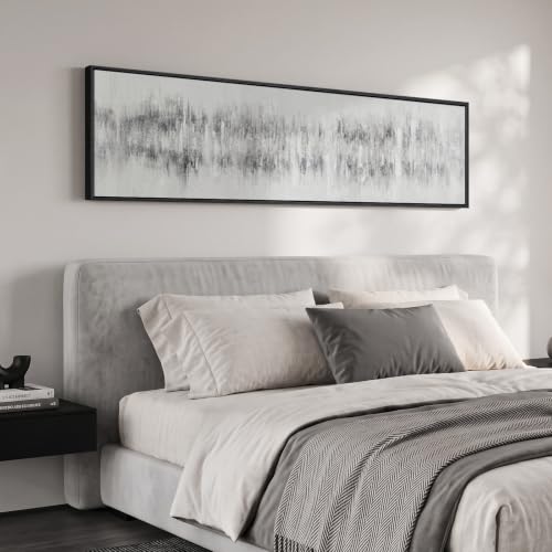 Framed Long Narrow Black and White Abstract Vertical Wall Art, 14x56 Inch - color: Black White Gray, size: 56"L x 14"W