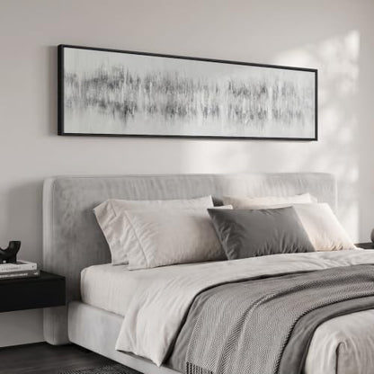 Framed Long Narrow Black and White Abstract Vertical Wall Art, 14x56 Inch - color: Black White Gray, size: 56"L x 14"W