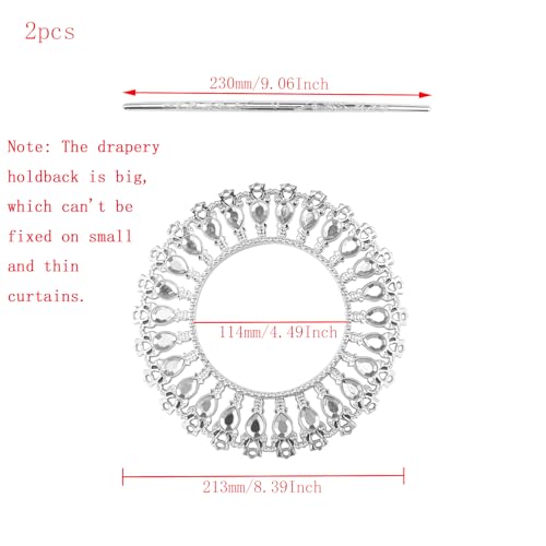 2 Pack Shiny Silver Curtain Tiebacks Round Holdbacks, 26 Crystals - style: 26 Crystals Silver