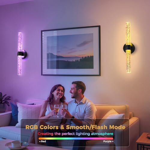Battery Operated Wall Sconces Set of 2, 10000mAh Rechargeable Wall Light - color: Black, size: 21.4 inch