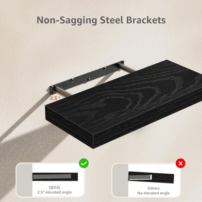 QEEIG Bathroom Floating Shelves for Wall (Black, Set of 2, 15.7") - color: B. Black, size: 15.7"
