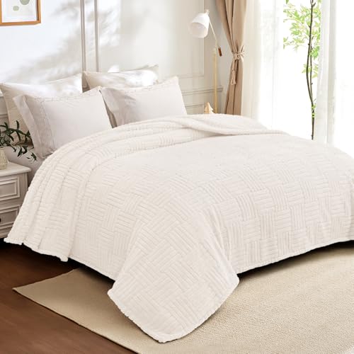 Whale Flotilla Lightweight Fleece Twin Size Blanket for Bed, Ivory - color: Ivory, size: Twin(60x80 Inch)