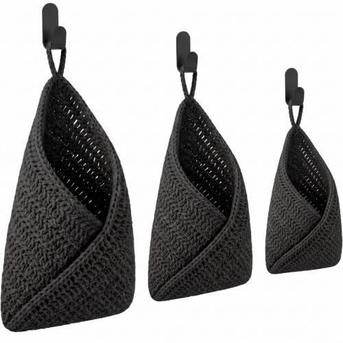 Honeydak 3 Hanging Baskets, Black, Envelope Basket - color: Black, style: Envelope Basket