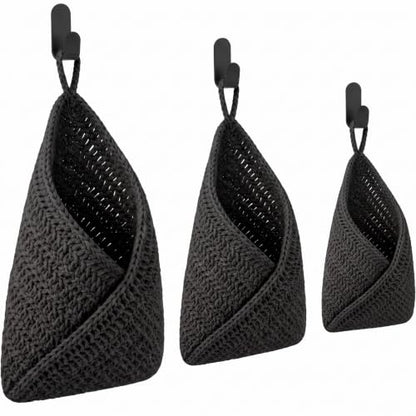 Honeydak 3 Hanging Baskets, Black, Envelope Basket - color: Black, style: Envelope Basket