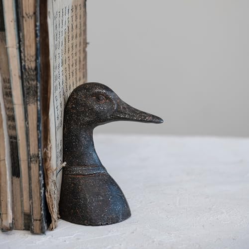 Creative Co-Op Decorative Distressed Cast Metal Duck Head Bookends, Black, Set of 2, 4.25" L x 3" W x 5.75" H (Pack of 4) - color: Negro