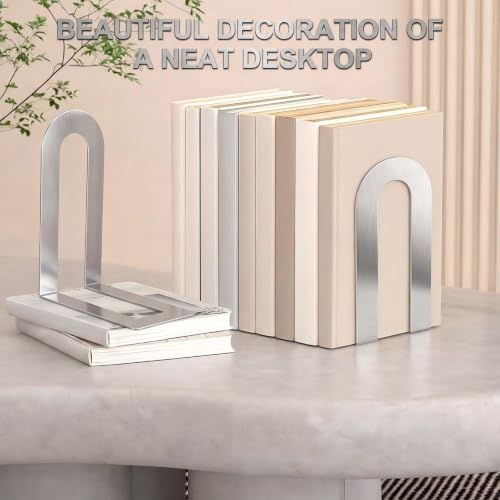 Chunful 6 Pcs Sliver Metal BookEnds Shelves, 7.5 x 5.75 x 3.5 in - color: Sliver, size: 7.5*5.75*3.5inch