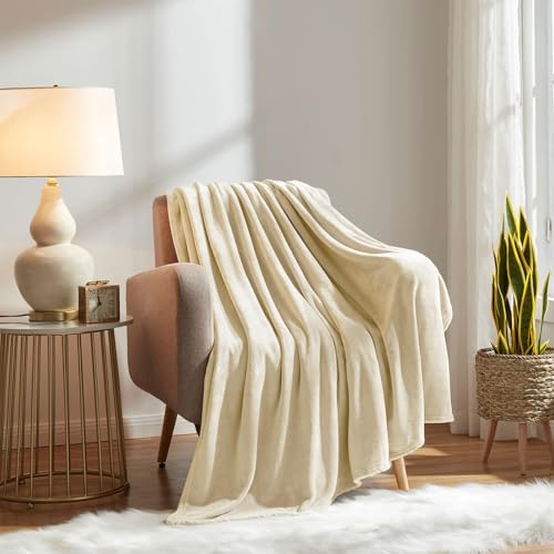 KMUSET Fleece Blanket Grey Queen Size Lightweight Cozy Plush Microfiber Solid Blanket Factory Shop - color: Beige, size: Queen(90"x90")