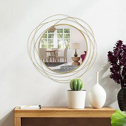 ironsmithn 20 Inch Round Gold Vanity Wall Mirror - color: Gold, size: 20" x 20"