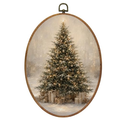 Mcehtle Christmas Winter Pine Tree Gift Wall Art Decor Framed 8.6x11.4 - color: 55
