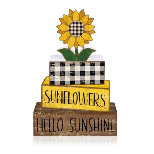 Britimes Tiered Tray Decor Set, 4 Pack, Wooden, Sunflower Farmhouse - color: Sunflower