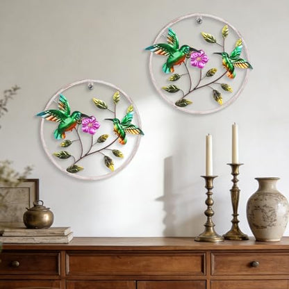 Newinhome 2 Pieces Hummingbird Wall Art Metal Bird Decor - color: 2 Pcs hummingbird