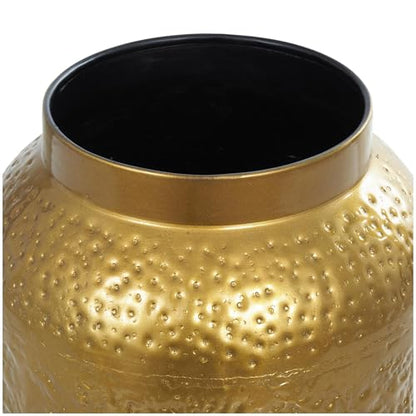 Deco 79 Metal Decorative Vase Textured Hammered Centerpiece Vase, Flower Vase for Home Decoration 9" x 9" x 19", Gold - size: 9" x 9" x 19"