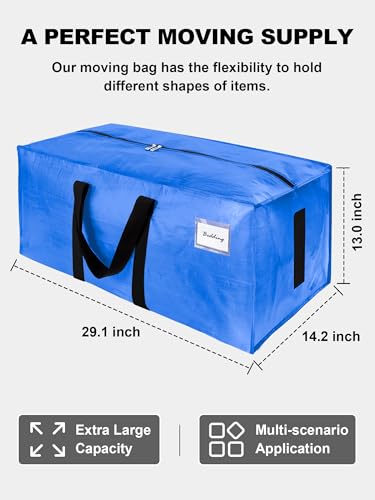HOMESURE Supports 200lbs Heavy Duty Moving Bags - Strong Zipper & Wrap-Around Handles - Water-Resistant Storage Totes, Durable Alternative to Moving Boxes - 8 Pack - Sky Blue - color: Sky Blue
