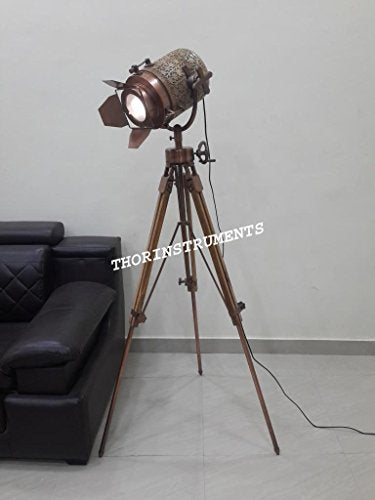 THORINSTRUMENTS Royal Designer Nautical Tripod Wooden Floor Lamp, Vintage Look Home Decor Rustic Vintage Home Decor Gifts