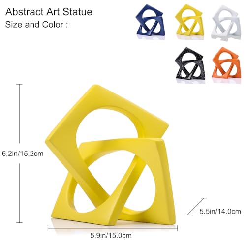 Jax Geometric Yellow Knot Statue Decor, Home Bookcase Centerpiece and Tabletop Sculpture, For Home Decor Accent Cube Ornaments - color: Yellow