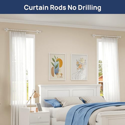 ENJOYBASICS 2 Pack 28-48" No Drill Curtain Rods, Renter Friendly, White - color: White, size: 27-52''