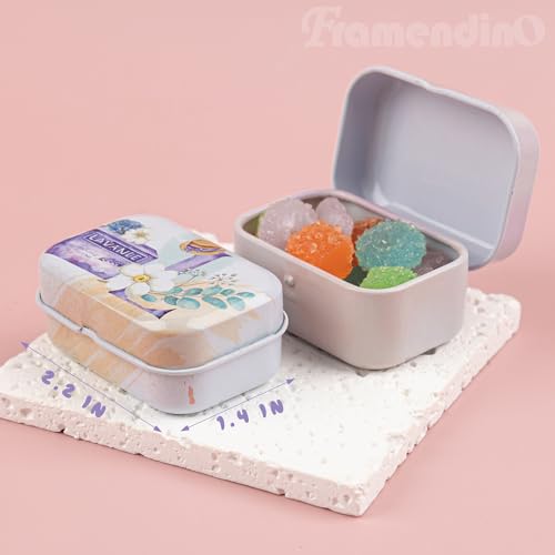 Framendino, 5 Pack Mini Lavender Flower Tin Trinket Coin Box Jewelry Storage Case Containers with Lid (Random Color) - color: Lavender