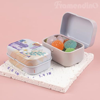 Framendino, 5 Pack Mini Lavender Flower Tin Trinket Coin Box Jewelry Storage Case Containers with Lid (Random Color) - color: Lavender