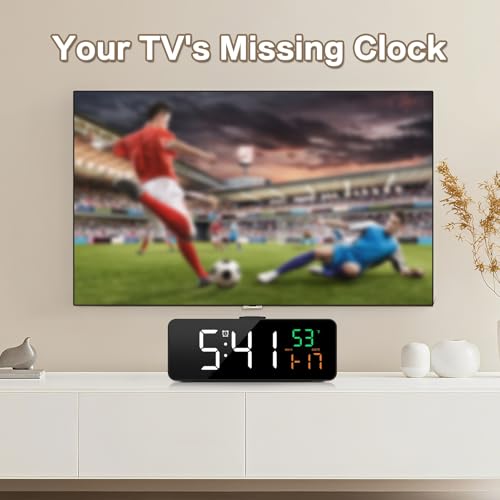Netzu 3-in-1 Digital Clocks for Living Room, Small & Compact Alarm Clock - color: Black