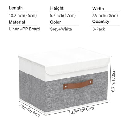 Yawinhe Collapsible Storage Boxes,White/Grey,10.2x7.9x6.7in,3-Pack - color: White/Grey, size: S/(3 Pack)