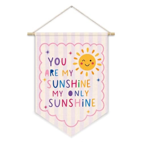 You Are My Sunshine Baby Girl Nursery Decor Wall Hanging Flag - color: 04-You Are My Sunshine Pink (Beige)