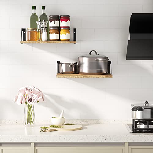 SRIWATANA Carbonized Black Deep Floating Shelves, Set of 2 Wood Wall Shelf - color: Carbonized Black