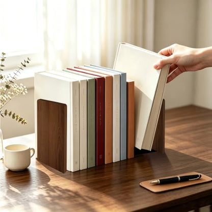 Myluxi Wooden Bookends for Shelves,Heavy Duty Walnut Book End 7x5x4in 2Pair - color: Square-2pair