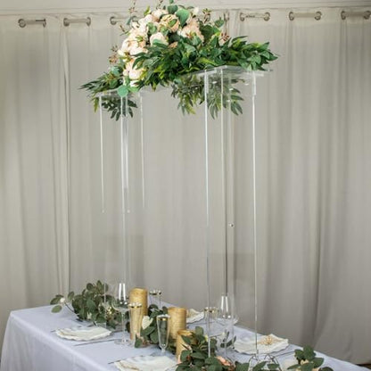 Efavormart 40" Tall Clear Acrylic Rectangular Flower Stand Wedding Centerpiece, Long Floral Frame Table Display Stand - size: 40''x40''