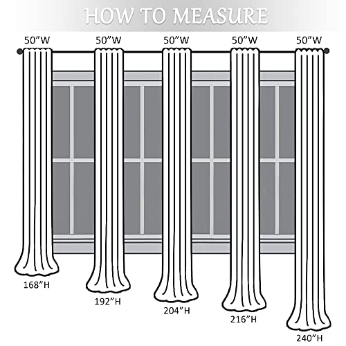 MASWOND Extra Long Natural Sheer Curtains Rod Pocket, Dark Gray, W50xL192 - color: Dark Gray, size: 50"W x 192"L (Pack of 1)