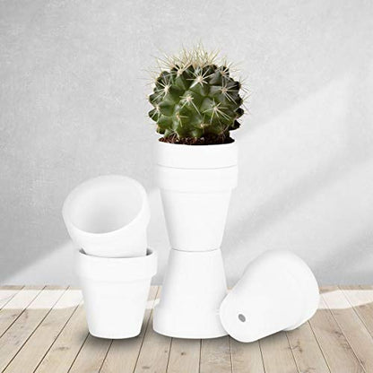 FCFKUK 24pcs Small Mini Clay Pots, 2.5'' Terracotta Pot Clay Ceramic Pottery Planter, Cactus Flower Terra Cotta Pots, Succulents Nursery Pots, with Drainage Hole, for Indoor/Outdoor - color: White