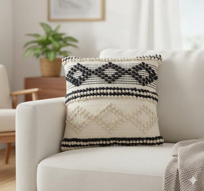TreeWool 100% Cotton Woven Throw Pillow Cover (Pack of 1, 18" x 18", Gray) - color: Grey