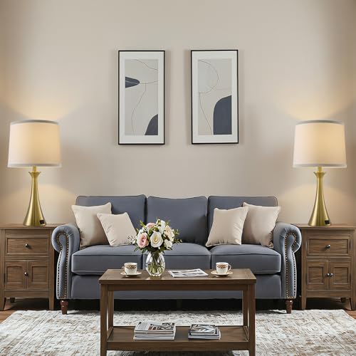 Touch Table Lamps Set of 2, 21" Bedside Lamps with USB C+A - color: Gold & White Shade
