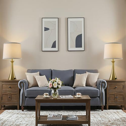 Touch Table Lamps Set of 2, 21" Bedside Lamps with USB C+A - color: Gold & White Shade