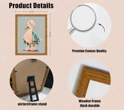 Framed Cute Duck Canvas Wall Art Poster Prints Bathroom 12×16In1P Be Hung - color: bathroom-6, size: 12×16in
