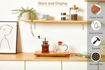 Large 16" Acacia Wood Riser Pedestal Stand for Kitchen Counter - size: Large:16"x 8"