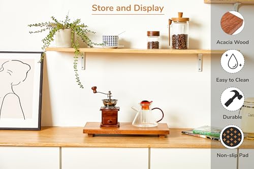 Large 16" Acacia Wood Riser Pedestal Stand for Kitchen Counter - size: Large:16"x 8"