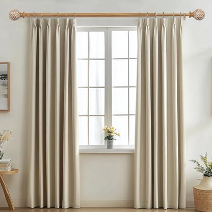 Wood Curtain Rod for Windows 32 to 45 Adjustable Heavy Duty Curtain Rod - size: 32-45"(1 Pack)