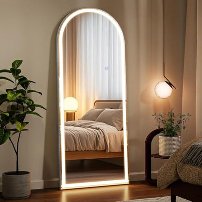 VooBang 64"x21" LED Arched Mirror Full Length with Dimmable Lights - color: White, size: 64"L x 21"W
