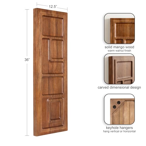 Kate and Laurel Yuvan Decorative Carved Wall Art Plaque, 13 x 36, Walnut Brown, Modern Hand Carved Dimensional Art Panel for Solid Wood Wall Decor for Home Design - color: Walnut Brown
