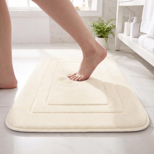 Cupic Cupid Memory Foam Bath Mat 24"×16", Non Slip Bathroom Rugs, Cream - color: Cream, size: 1'4" x 2' (16" x 24")