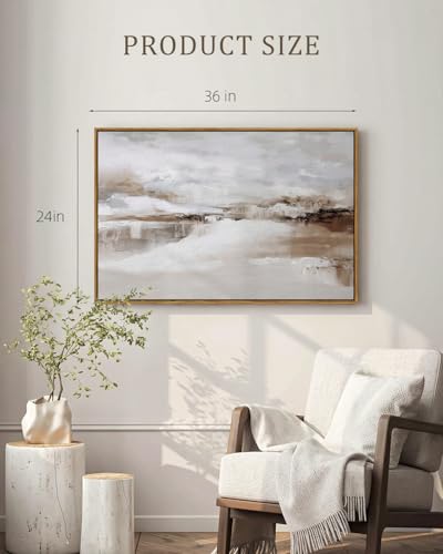 Bzstyleart Large Framed Vintage Wall Art, Hazy Waters, 36 x 24 Inch - color: Hazy Water, size: 36"L x 24"W