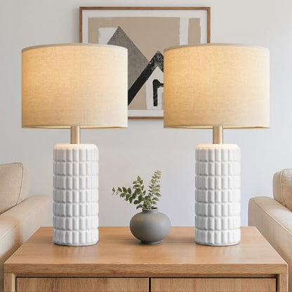 Seealle 23" Ceramic Table Lamps Set of 2, Lamps for Bedroom, Light White - color: Light White