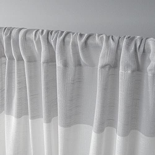 EXCLUSIVE HOME Darma Sheer Linen Rod Pocket Curtain Panel Pair, 50"x96", Dove Grey - color: Dove Grey, size: 50"W x 96"L (Pack of 2)
